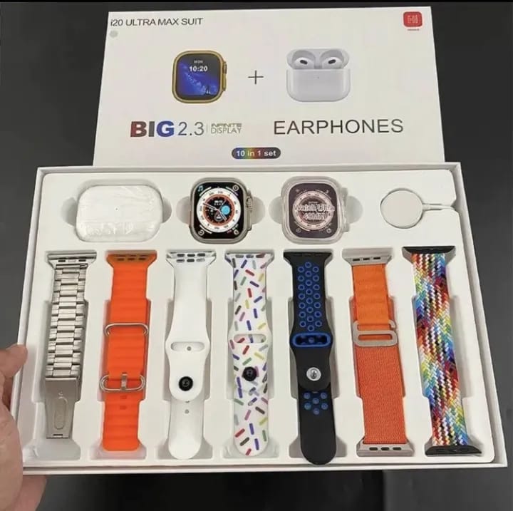 i20 Ultra Max Smartwatch Suit with AirPods | Premium Combo Pack