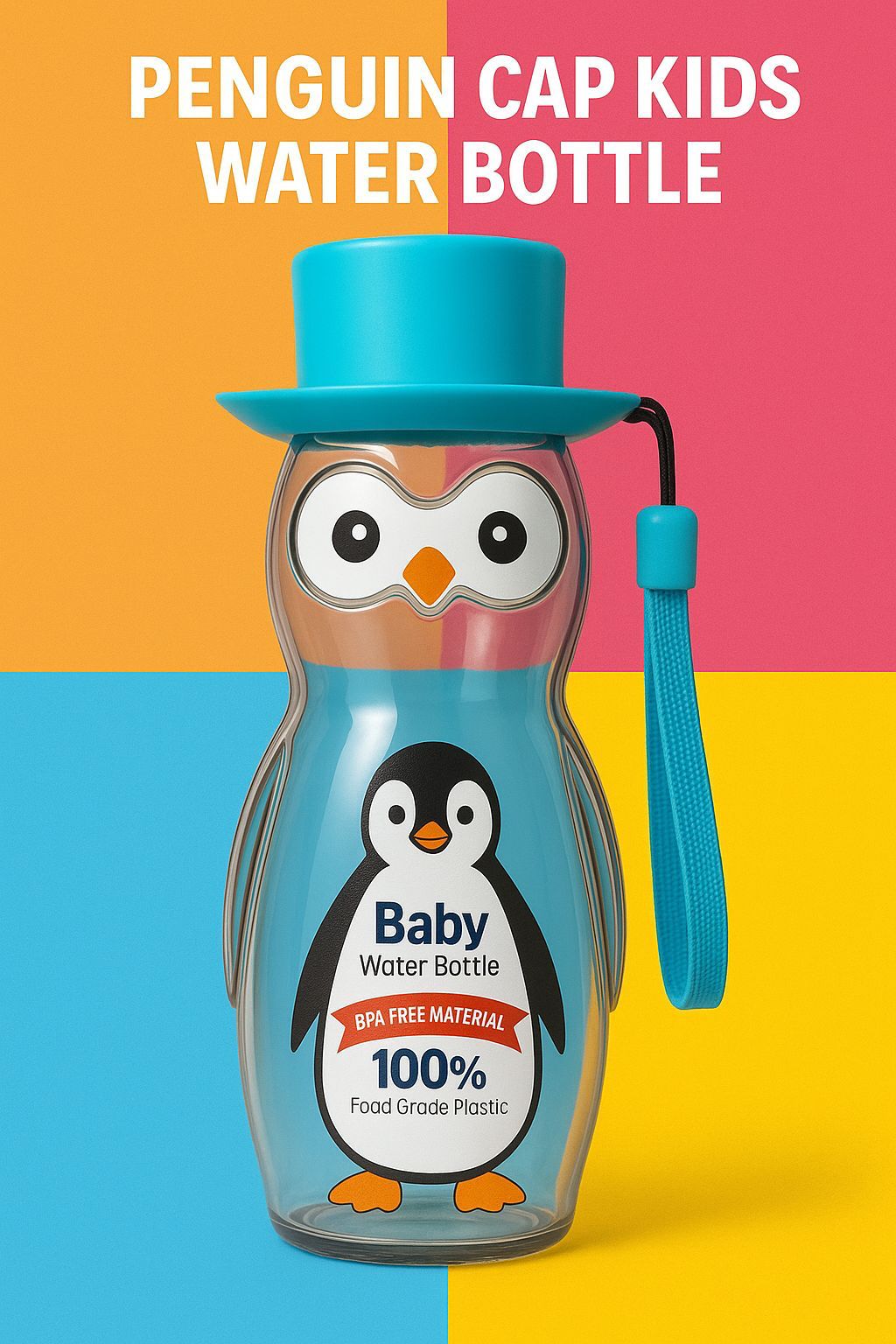 Penguin Plastic Kids Water Bottle