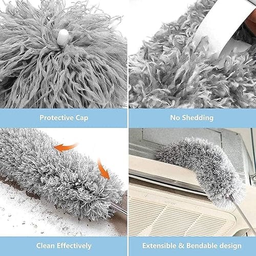 Grey Long Handle Fan Duster Mop – Telescopic, Washable & Multi-Purpose