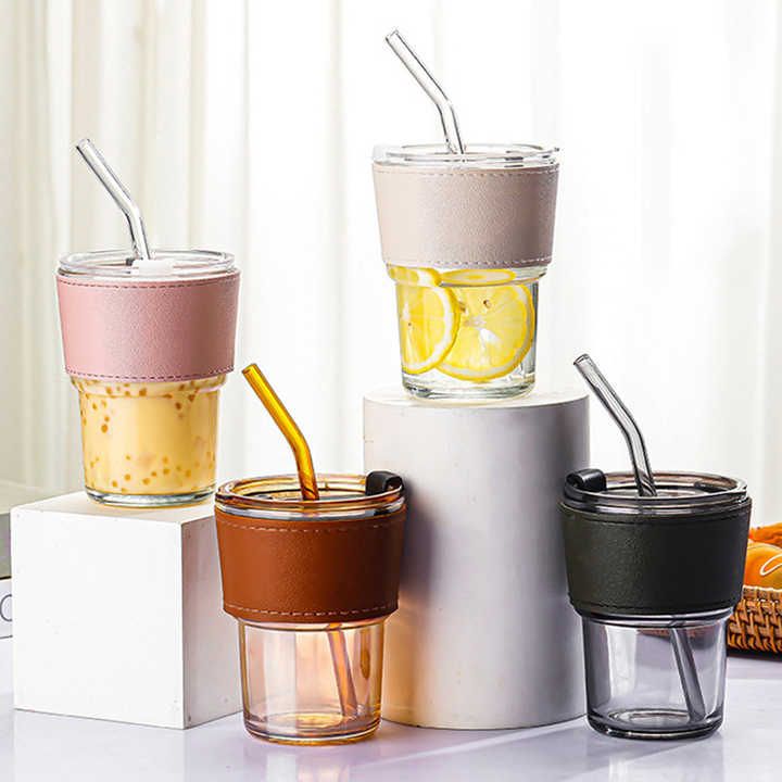 300ml Leather-Wrapped Juice Cup | Portable Travel Tumbler for Drinks