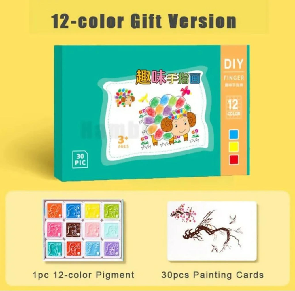 DIY Kids Finger Painting Card Set – 30 Fun Cards & 12 Foamic Colors