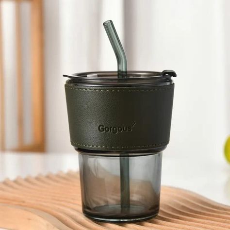 300ml Leather-Wrapped Juice Cup | Portable Travel Tumbler for Drinks
