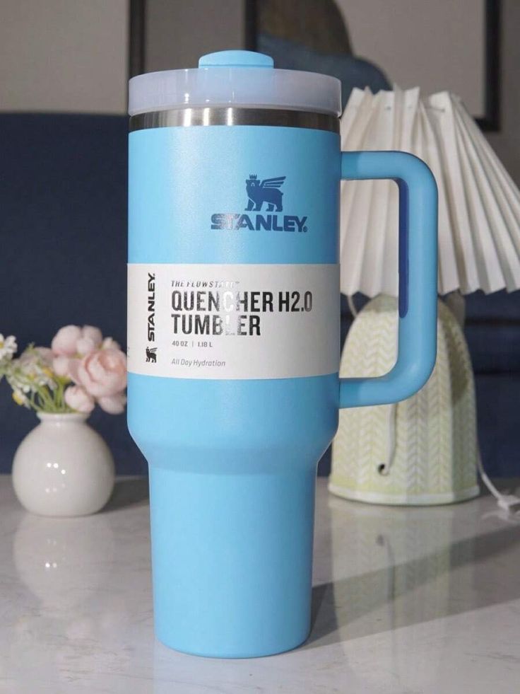 STAINLESS STEEL TUMBLER WITH HANDLE AND STRAW 40oz