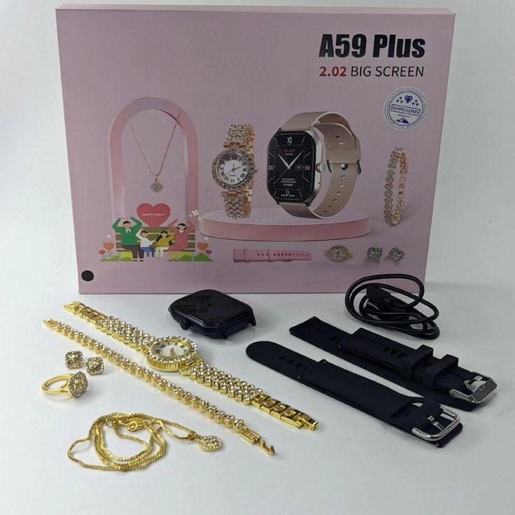 A59 Plus Smartwatch Gift Set (2.02" Big Screen, Jewelry Combo for Women)