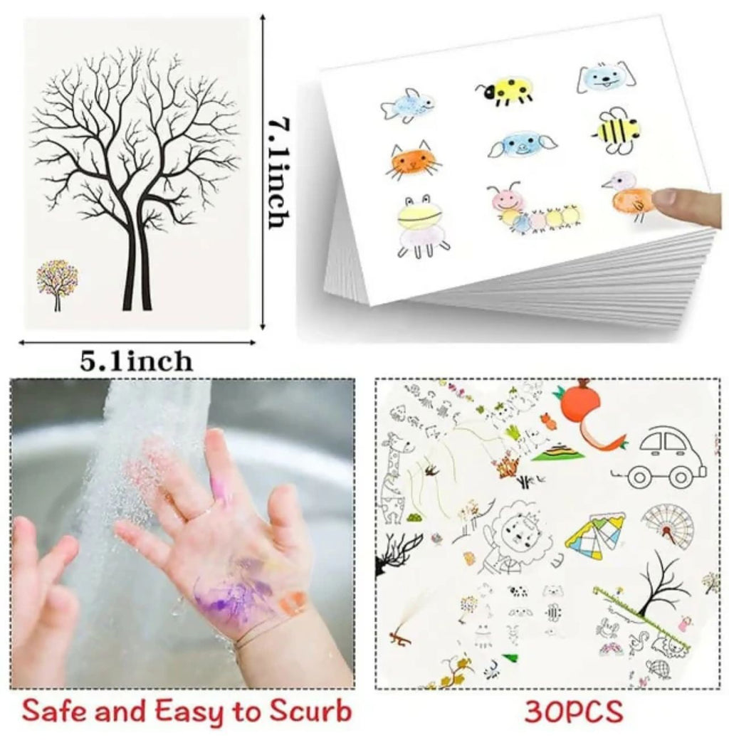 DIY Kids Finger Painting Card Set – 30 Fun Cards & 12 Foamic Colors