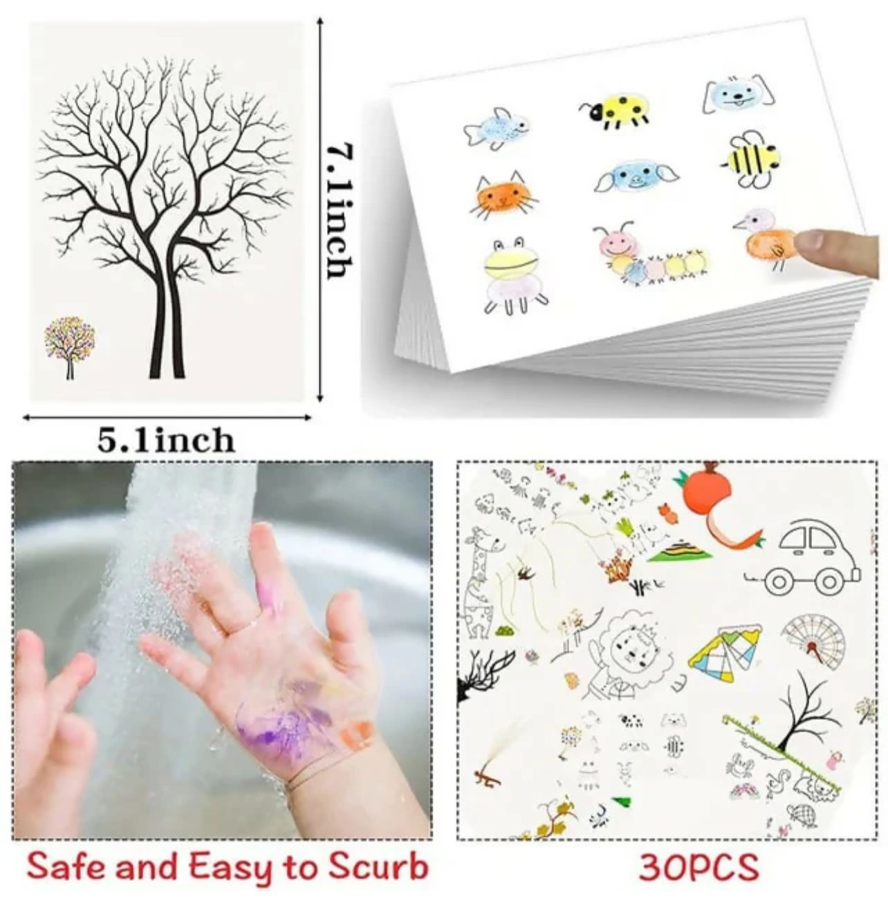 DIY Kids Finger Painting Card Set – 30 Fun Cards & 12 Foamic Colors