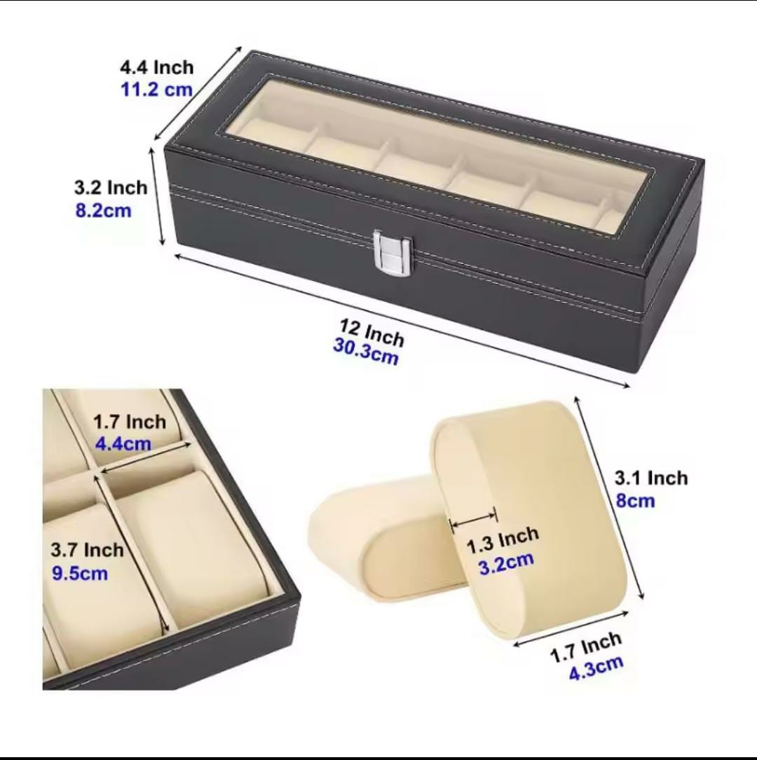 Six-Grid PU Leather Watch Box – Elegant Watch Storage Case