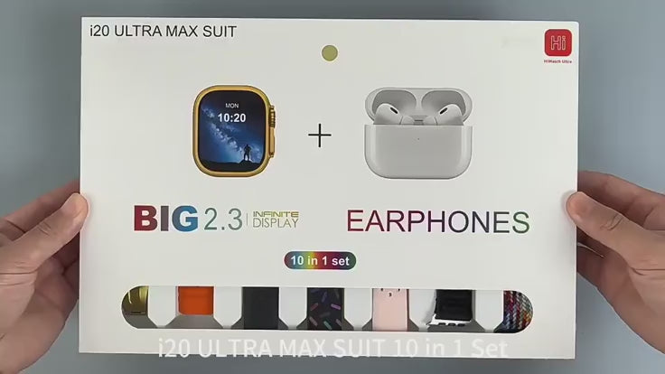 i20 Ultra Max Smartwatch Suit with AirPods | Premium Combo Pack